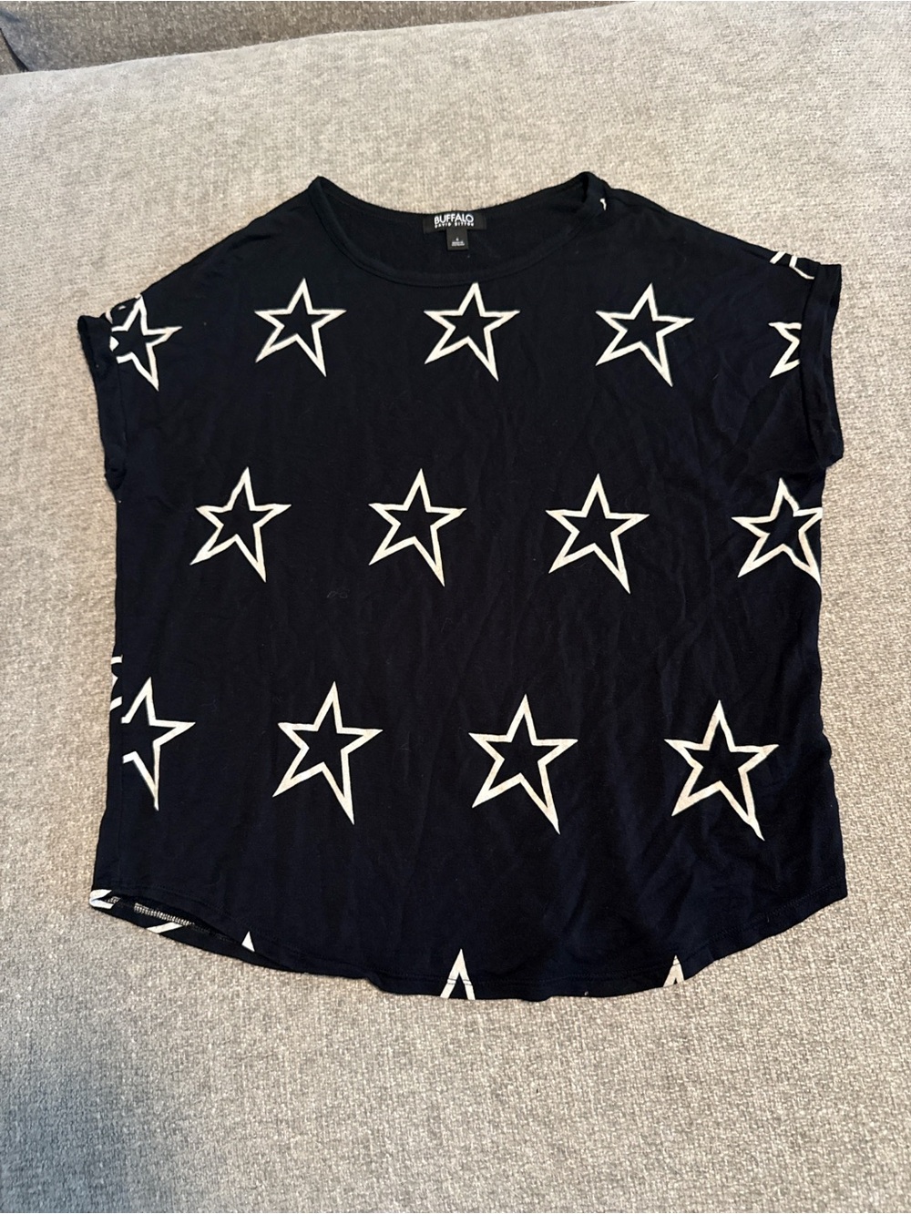 Buffalo David Bitton Black Star Print Oversized Tee Size Small